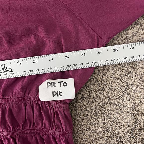 TORRID Women's 3X (3) Purple Rayon Slub Smocked Waist Peasant Flowy L/S Blouse - Picture 7 of 10